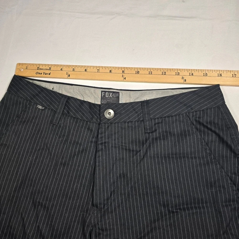 Fox Racing Mens 31 Pinstripe Shorts Black White Flat Front
